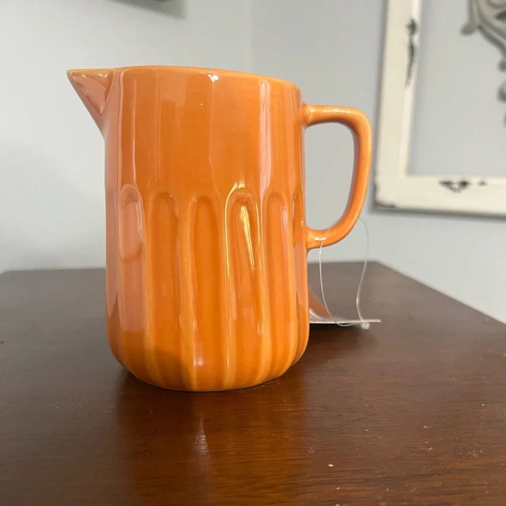 Orange Ceramic Creamer Pitcher